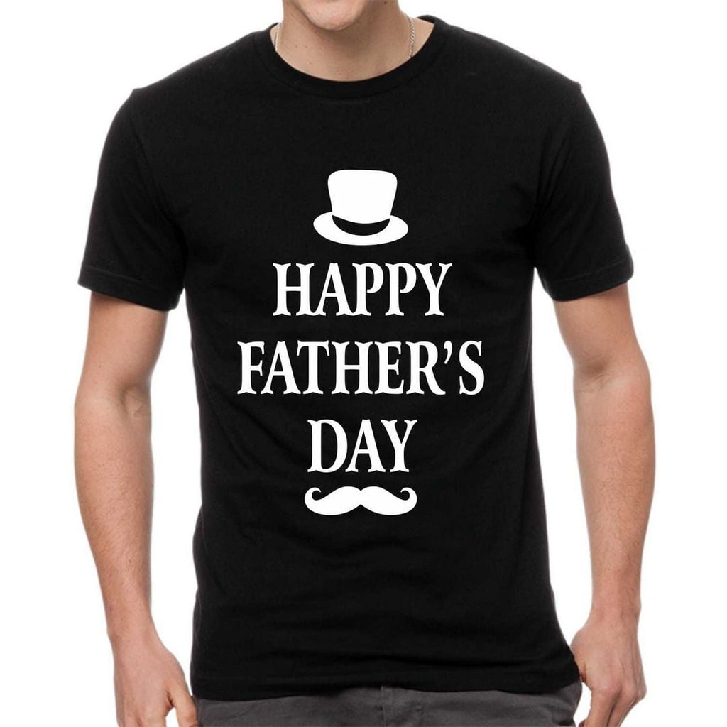 Maglia "HAPPY FATHER'S DAY" tshirt FESTA DEL PAPA' bianca/nera idea regalo baffo/cappello