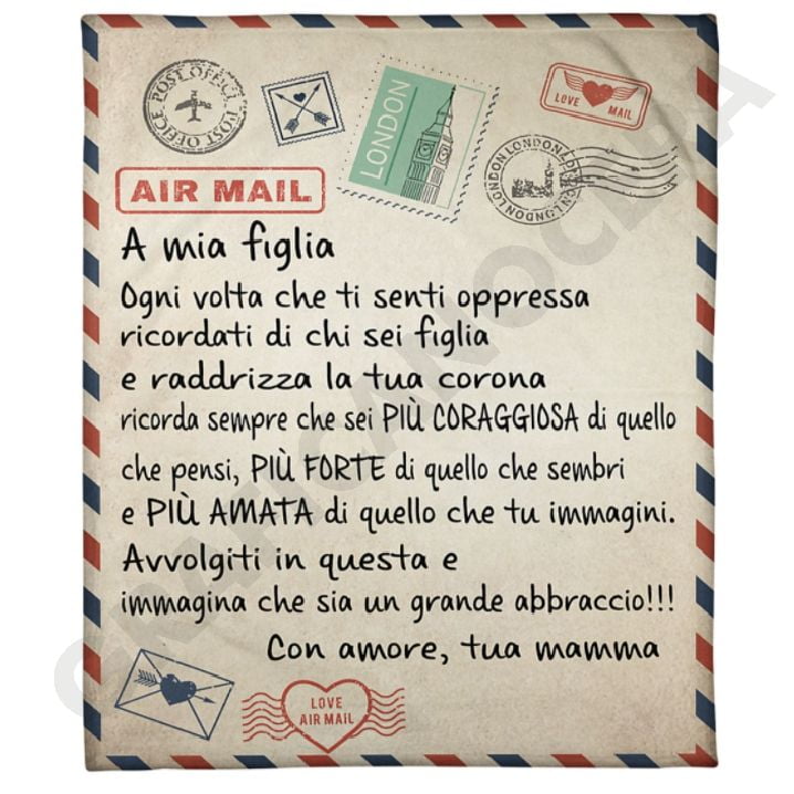 Plaid in Pile Dedica Lettera da parte dei genitori ricorrenza idea regalo famiglia figlio figlia