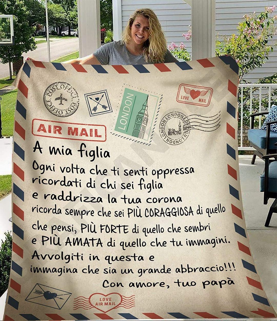 Plaid in Pile Dedica Lettera da parte dei genitori ricorrenza idea regalo famiglia figlio figlia