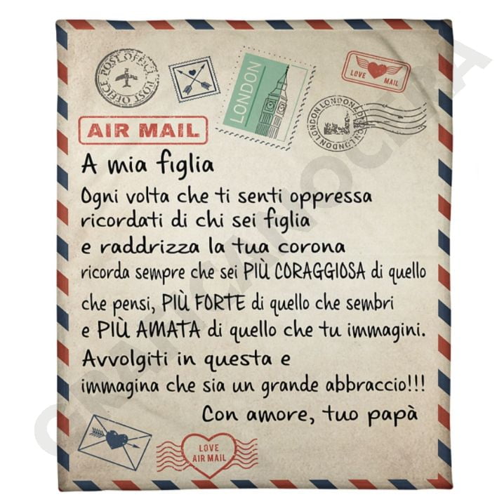 Plaid in Pile Dedica Lettera da parte dei genitori ricorrenza idea regalo famiglia figlio figlia