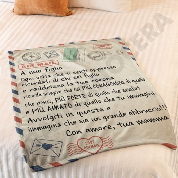 Plaid in Pile Dedica Lettera da parte dei genitori ricorrenza idea regalo famiglia figlio figlia