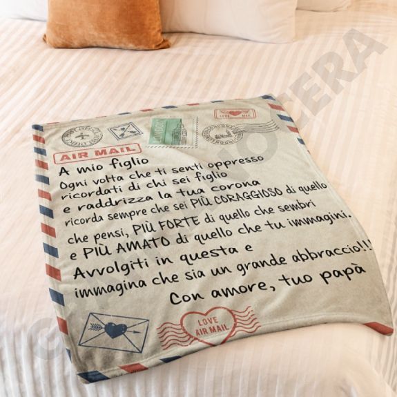 Plaid in Pile Dedica Lettera da parte dei genitori ricorrenza idea regalo famiglia figlio figlia