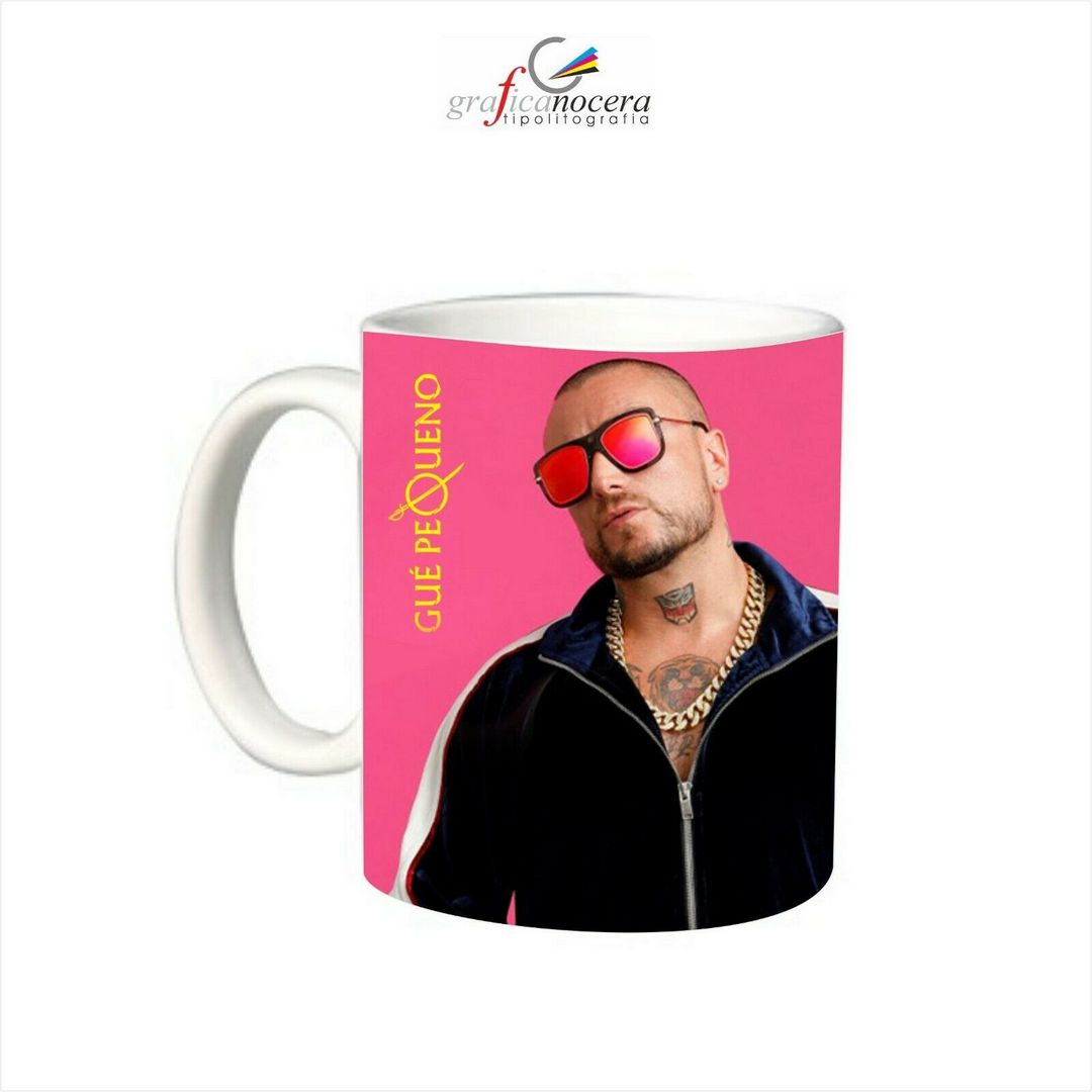 Tazza GUÈ PEQUENO rap hip hop musica cantante lavabile alta qualità idea regalo