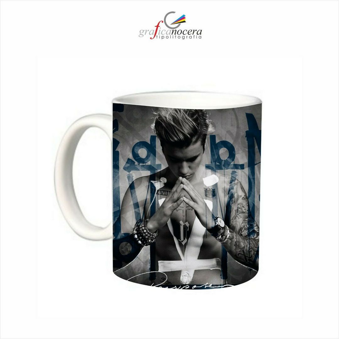 Tazza JUSTIN BIEBER cantante attore musica lavabile alta qualità idea regalo