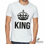 T-SHIRT "KING" BIANCA/NERA moda idea regalo uomo maniche corte minnie