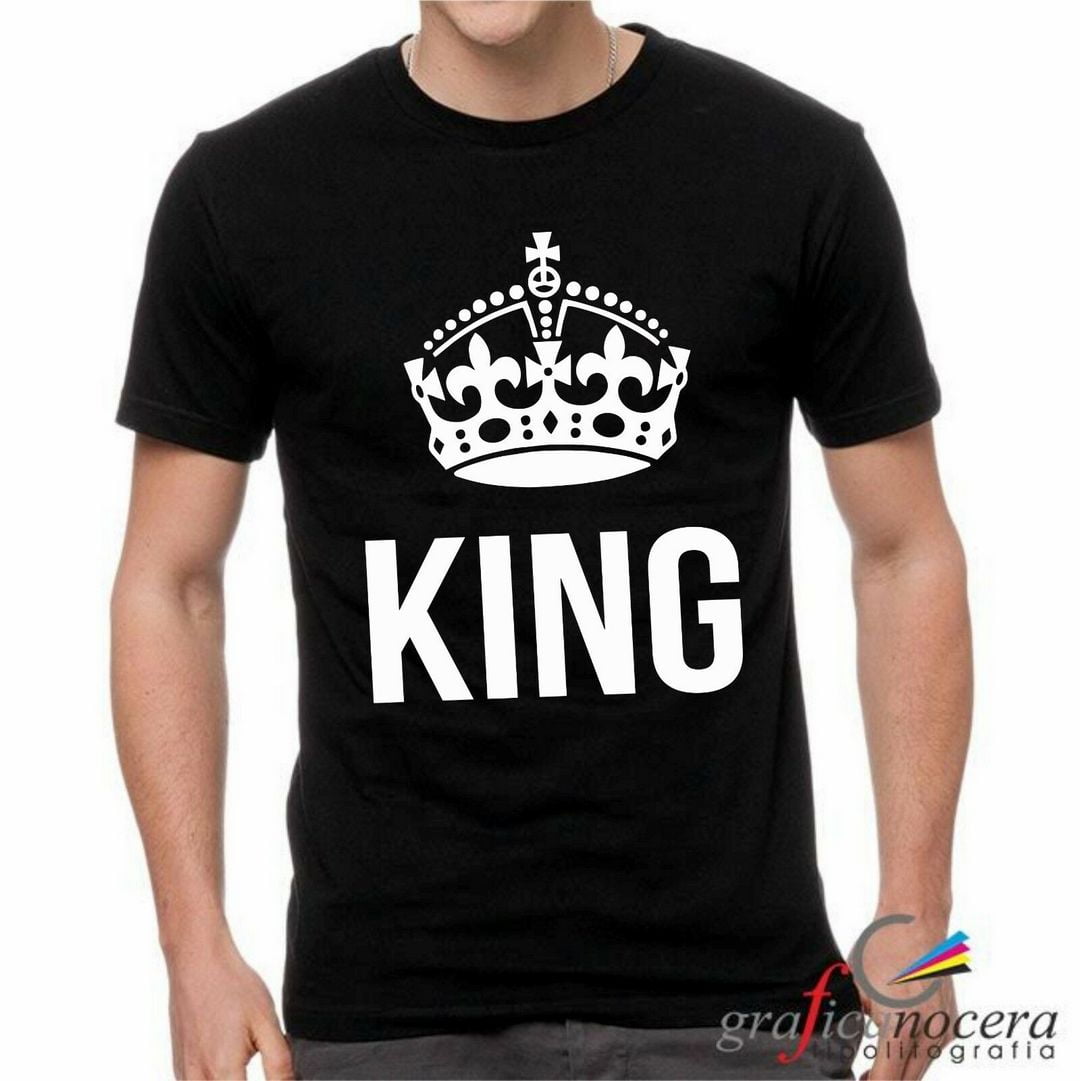 T-SHIRT "KING" BIANCA/NERA moda idea regalo uomo maniche corte minnie