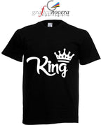 T-SHIRT "KING" BIANCA/NERA moda idea regalo uomo maniche corte minnie