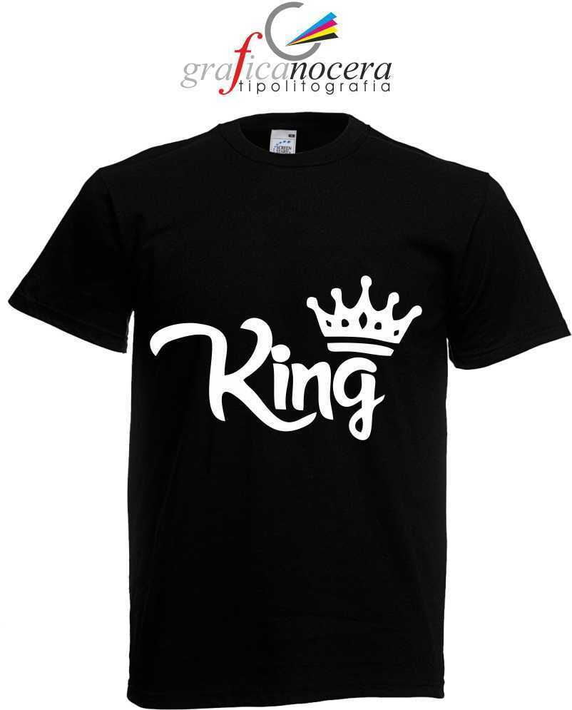 T-SHIRT "KING" BIANCA/NERA moda idea regalo uomo maniche corte minnie