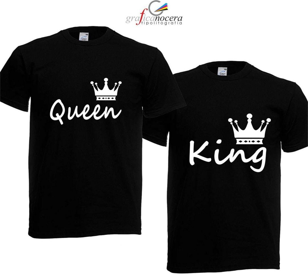 Coppia T-shirt king queen maglia idea regalo sorpresa amore coppia love
