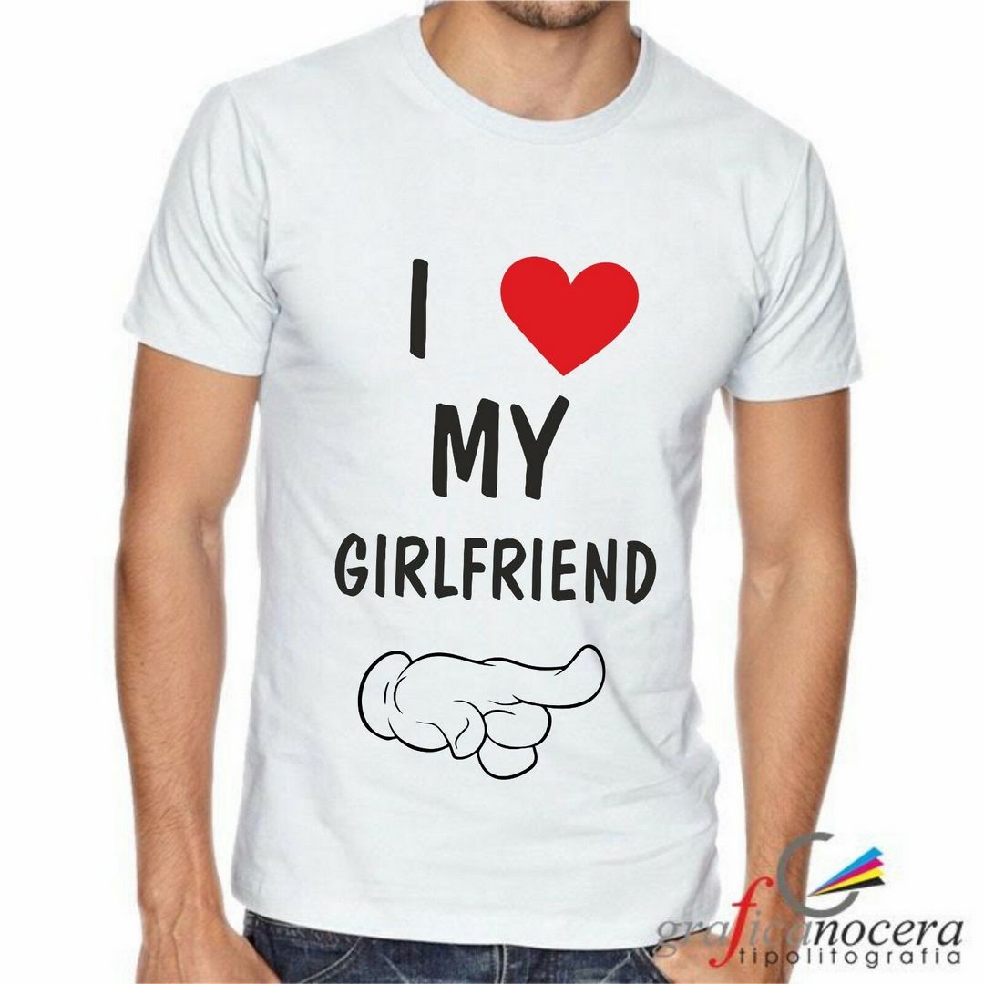 T-SHIRT "I LOVE MY GIRLFRIEND" NERA bianca LOVE TOP WHITE BLACK FOREVER