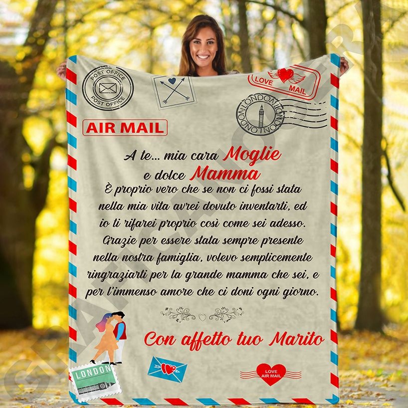 Festa della Mamma Plaid in Pile A te mia cara Moglie e dolce Mamma dedica lettera idea regalo