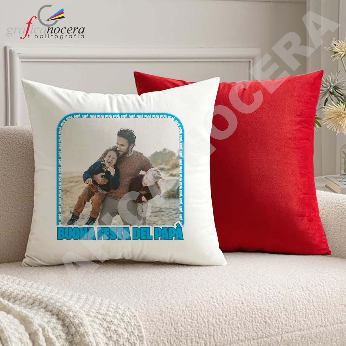Cuscino Quadrato Festa del Papà con FOTO PERSONALIZZATA idea regalo