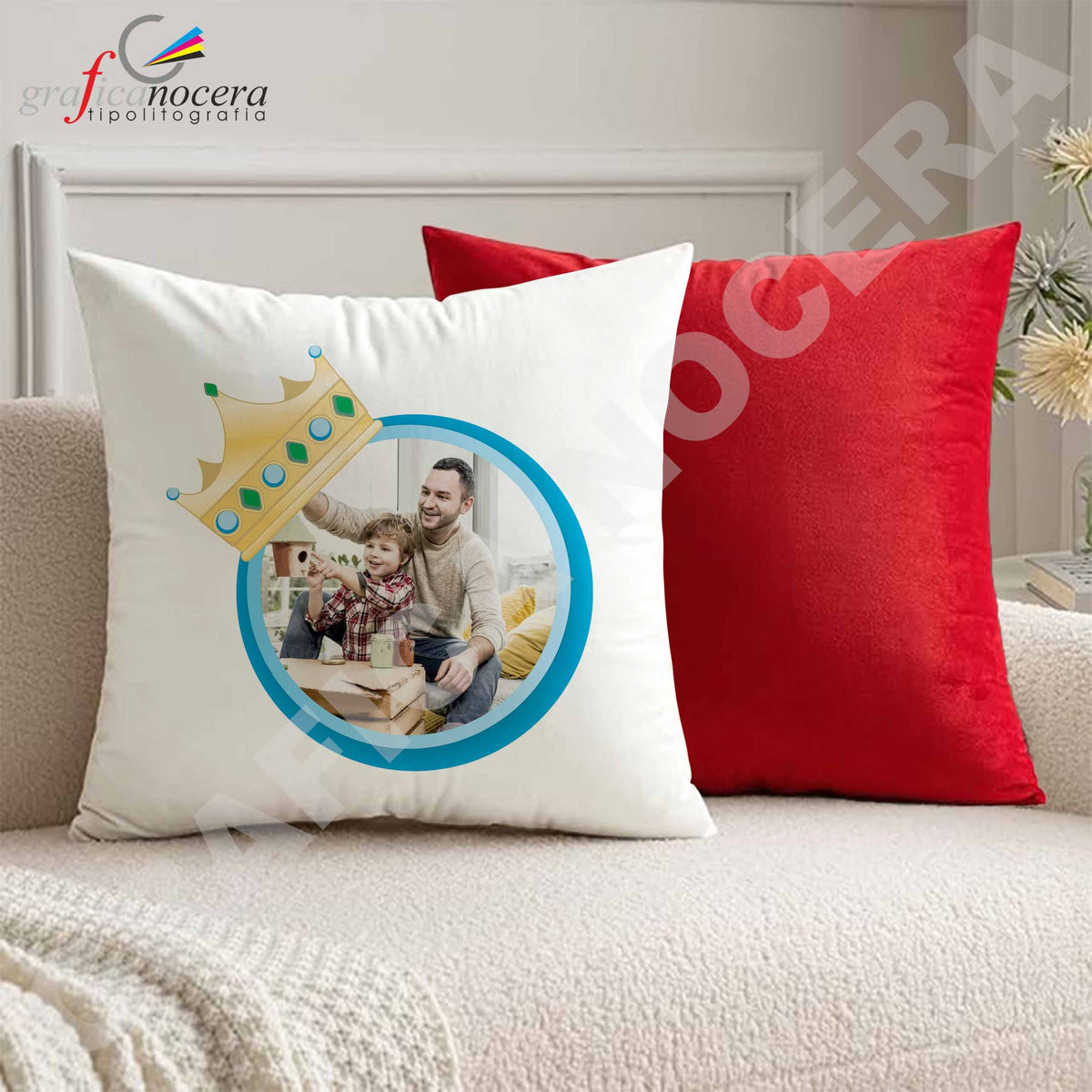 Cuscino Quadrato Festa del Papà con FOTO PERSONALIZZATA idea regalo