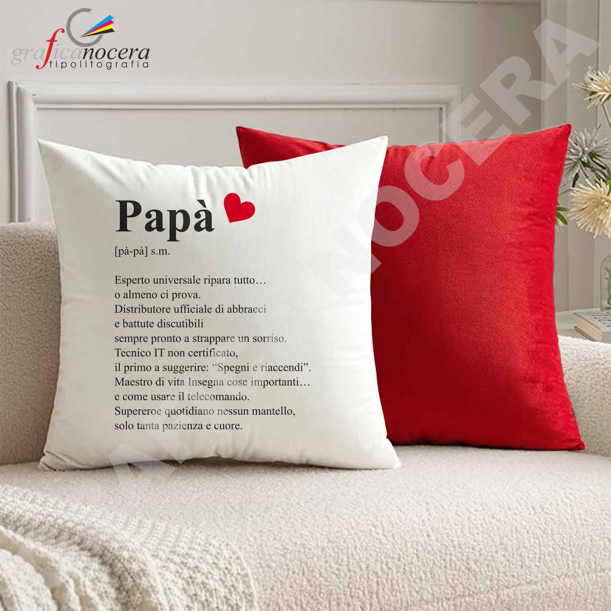 Cuscino quadrato Papà Wikipedia idea regalo