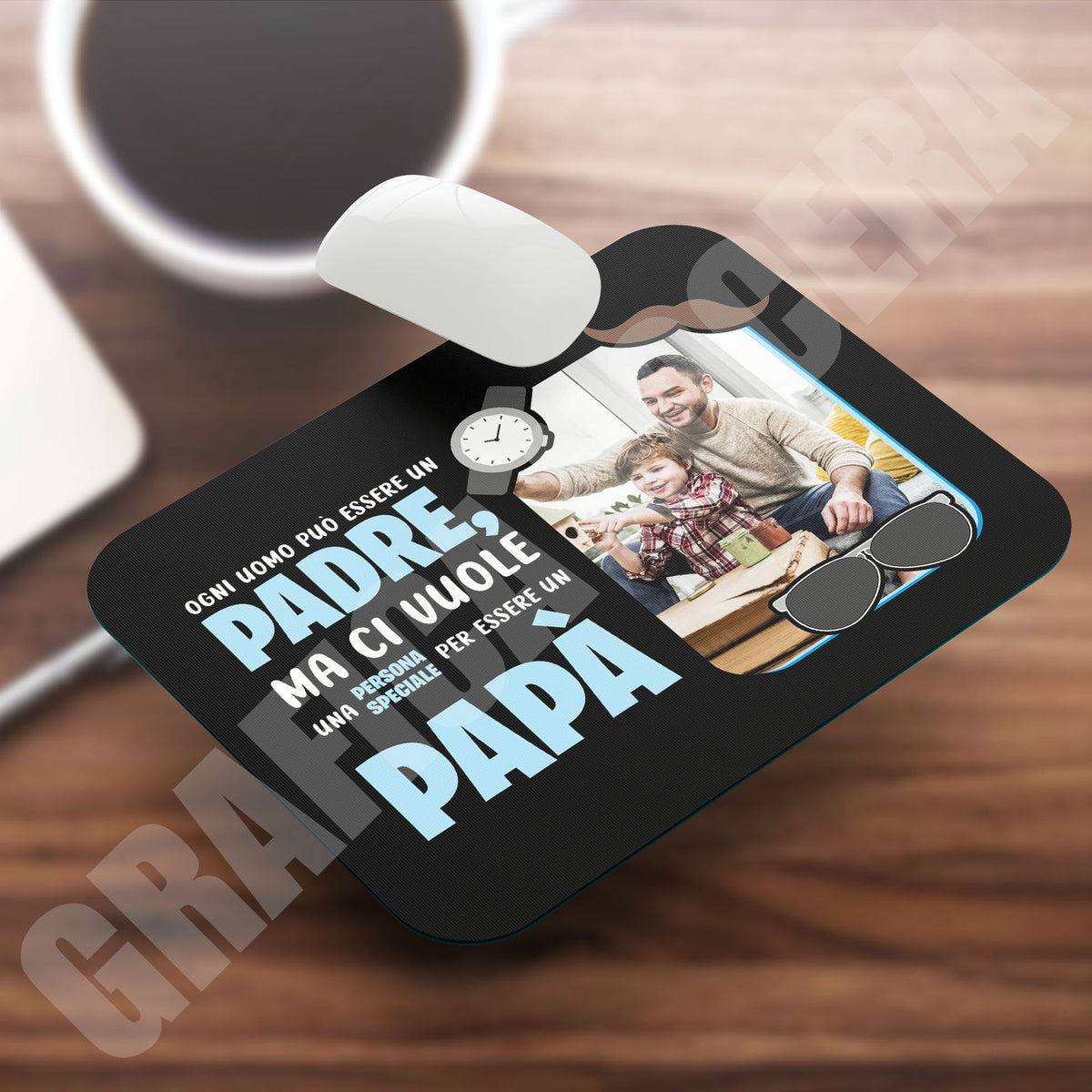 Festa del Papà Tappetino Mouse Pad con FOTO PERSONALIZZATA ufficio idea regalo
