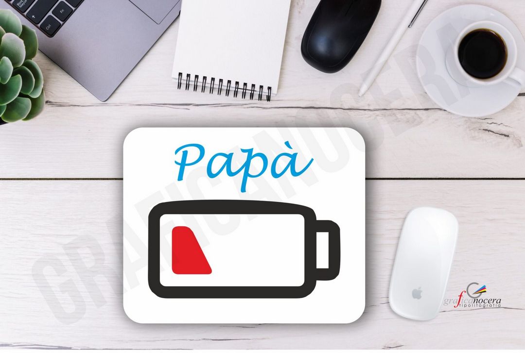 Festa del Papà Tappetino Mouse Pad Batteria Scarica ufficio idea regalo