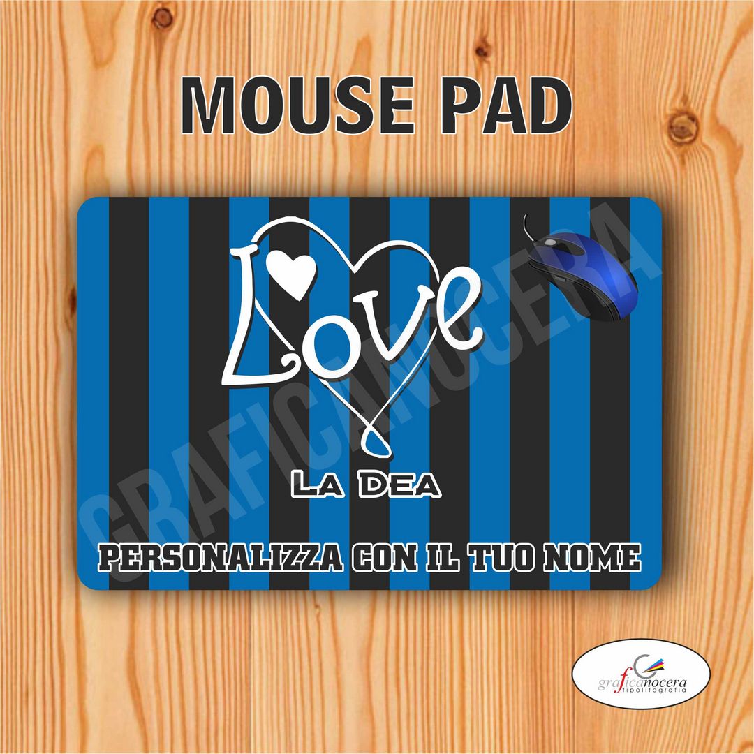 Tappetino Mouse Pad La Dea, squadra del cuore con nome Personalizzato