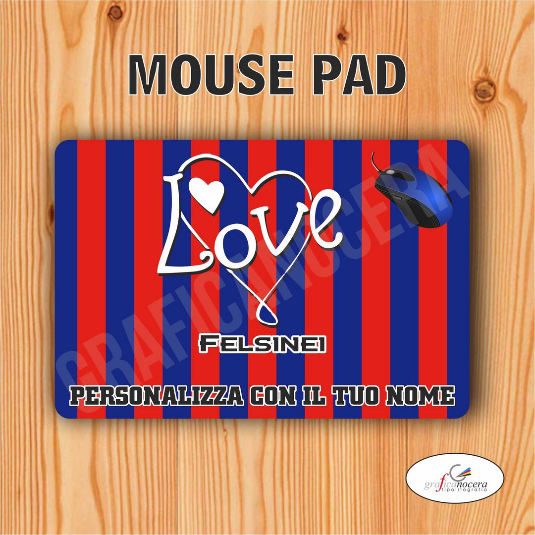 Tappetino Mouse Pad Felsinei, squadra del cuore  con nome Personalizzato