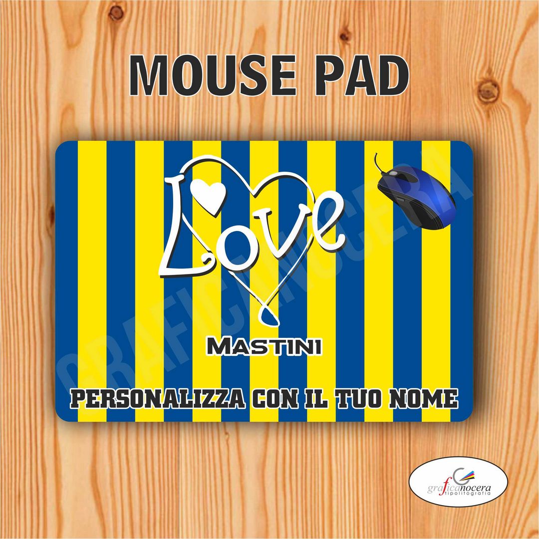 Tappetino Mouse Pad Mastini squadra del cuore  con nome Personalizzato