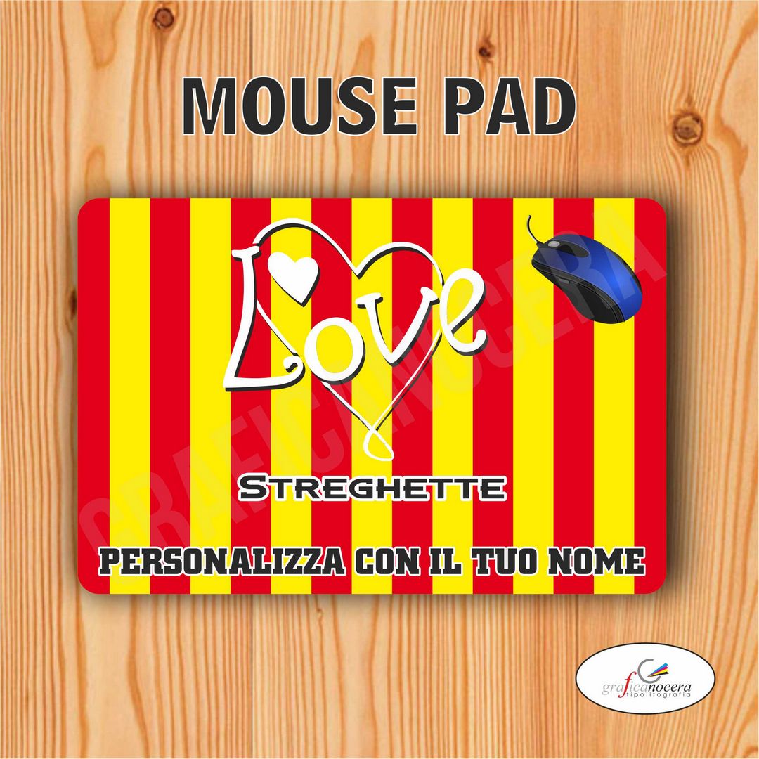 Tappetino Mouse Pad Streghette squadra del cuore  con nome Personalizzato