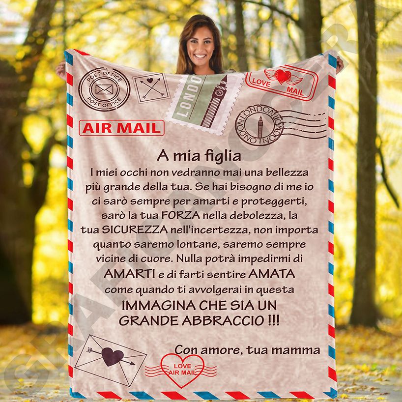 Plaid in Pile Dedica Lettera mod. 2 ricorrenza idea regalo famiglia figlio figlia genitori