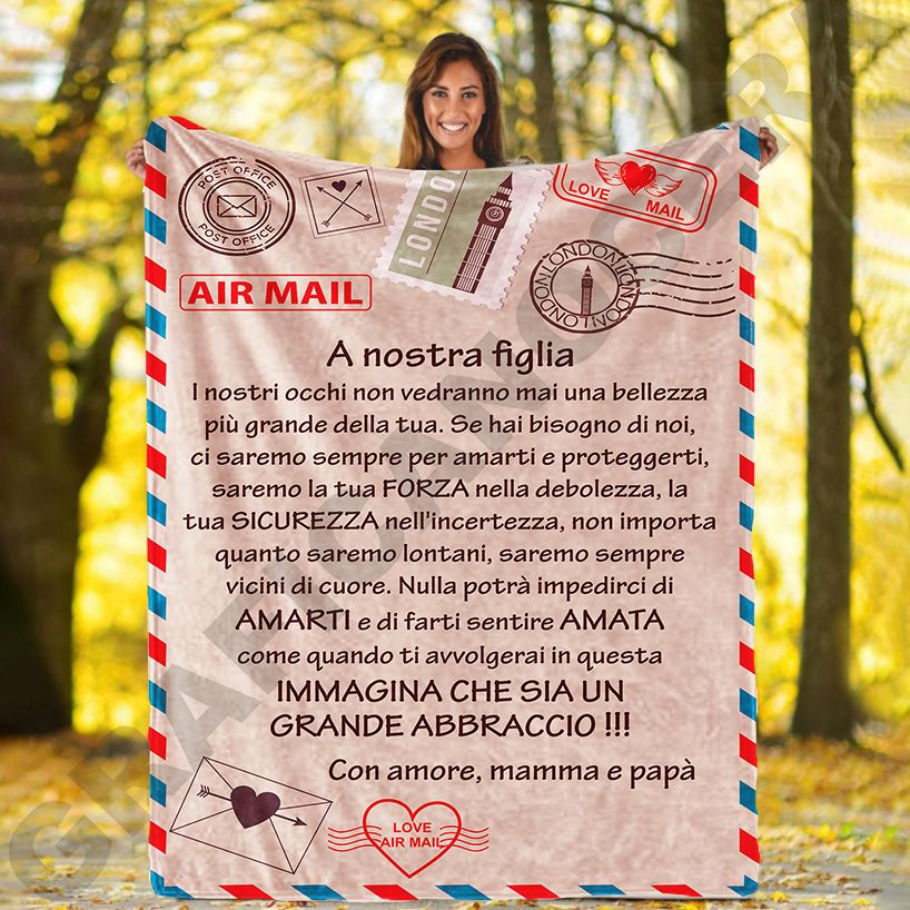 Plaid in Pile Dedica Lettera mod. 2 ricorrenza idea regalo famiglia figlio figlia genitori