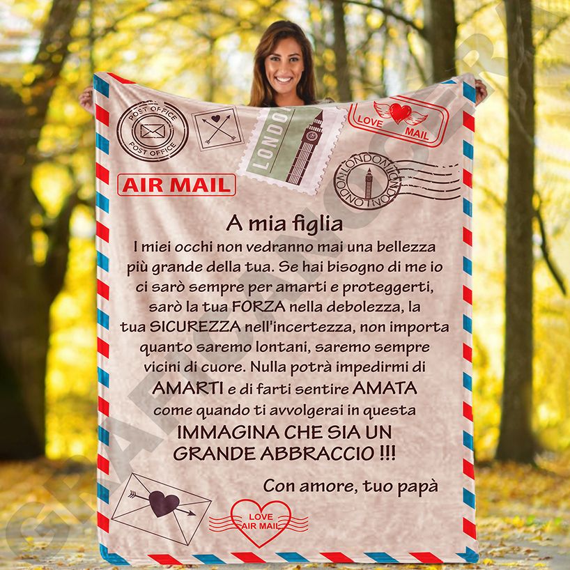 Plaid in Pile Dedica Lettera mod. 2 ricorrenza idea regalo famiglia figlio figlia genitori