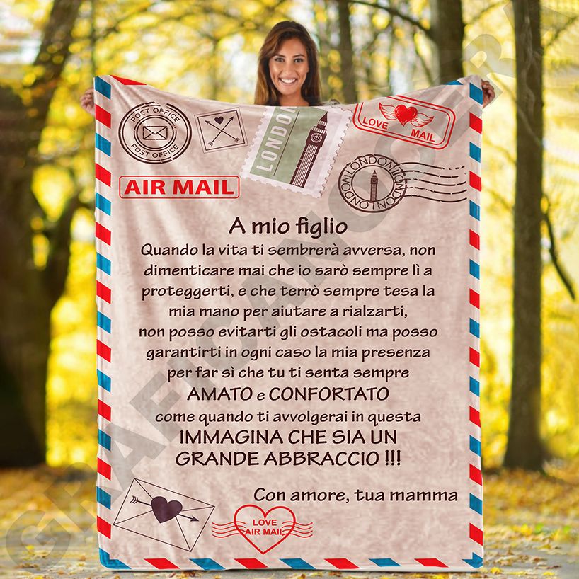 Plaid in Pile Dedica Lettera mod. 2 ricorrenza idea regalo famiglia figlio figlia genitori