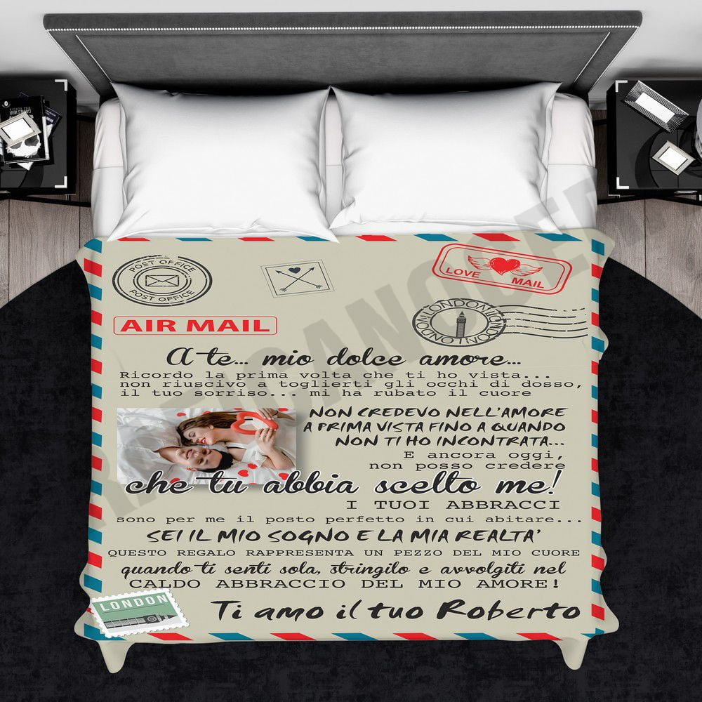 Plaid personalizzato per lei con foto coperta calda biancheria letto idea regalo