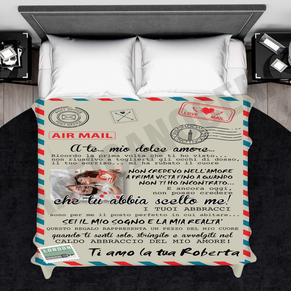 Plaid personalizzato per lui con foto coperta calda biancheria letto idea regalo