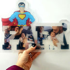 Scritta PAPA' in plexiglass 30cm con le tue FOTO e il SUPER DAD