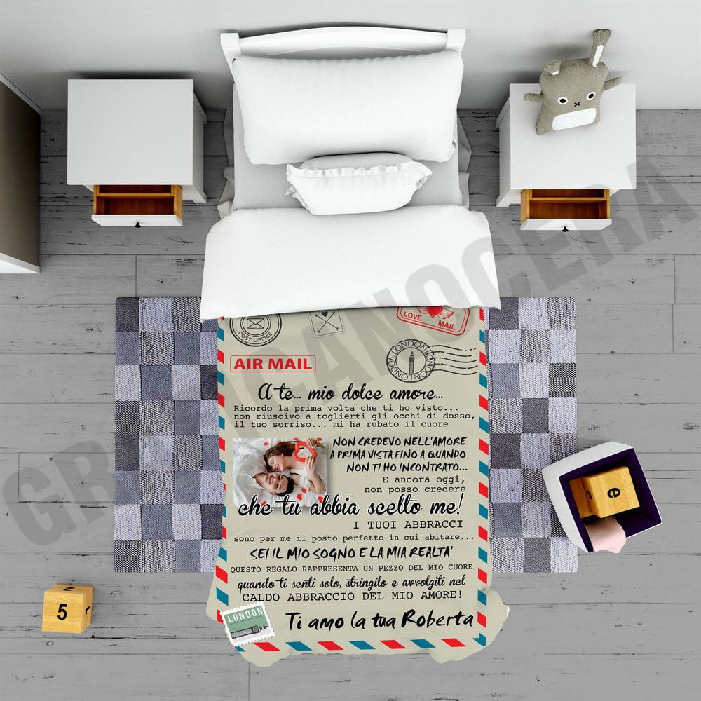 Plaid personalizzato per lui con foto coperta calda biancheria letto idea regalo