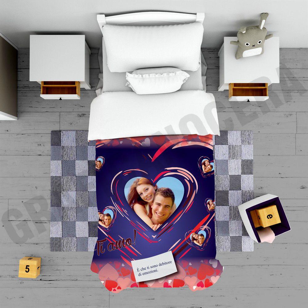 Plaid San Valentino personalizzato con foto coperta calda biancheria letto idea regalo