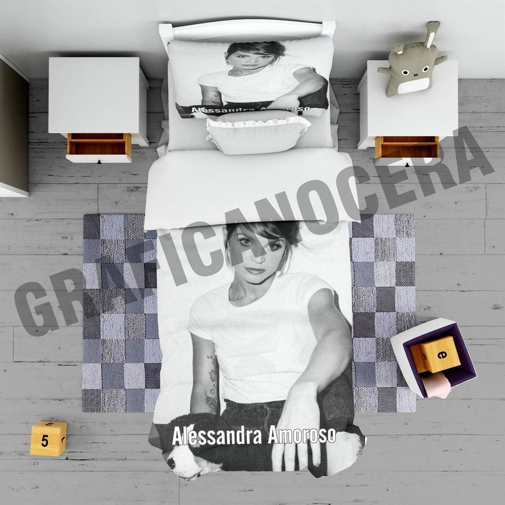 Plaid Alessandra Amoroso cantante idola pile coperta biancheria letto regalo