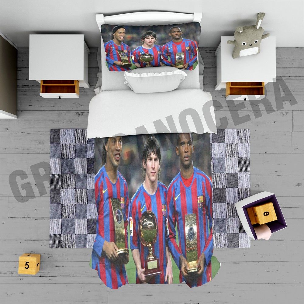 Plaid in pile RONALDINHO ETÓ MESSI calcio ricordi coperta calda idoli regalo