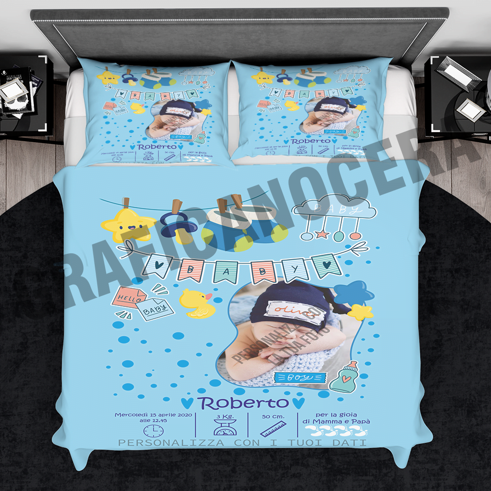 Plaid personalizzato nascita bimbo con i tuoi dati coperta in pile ricorrenza idea regalo nascita