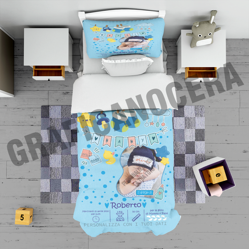 Plaid personalizzato nascita bimbo con i tuoi dati coperta in pile ricorrenza idea regalo nascita