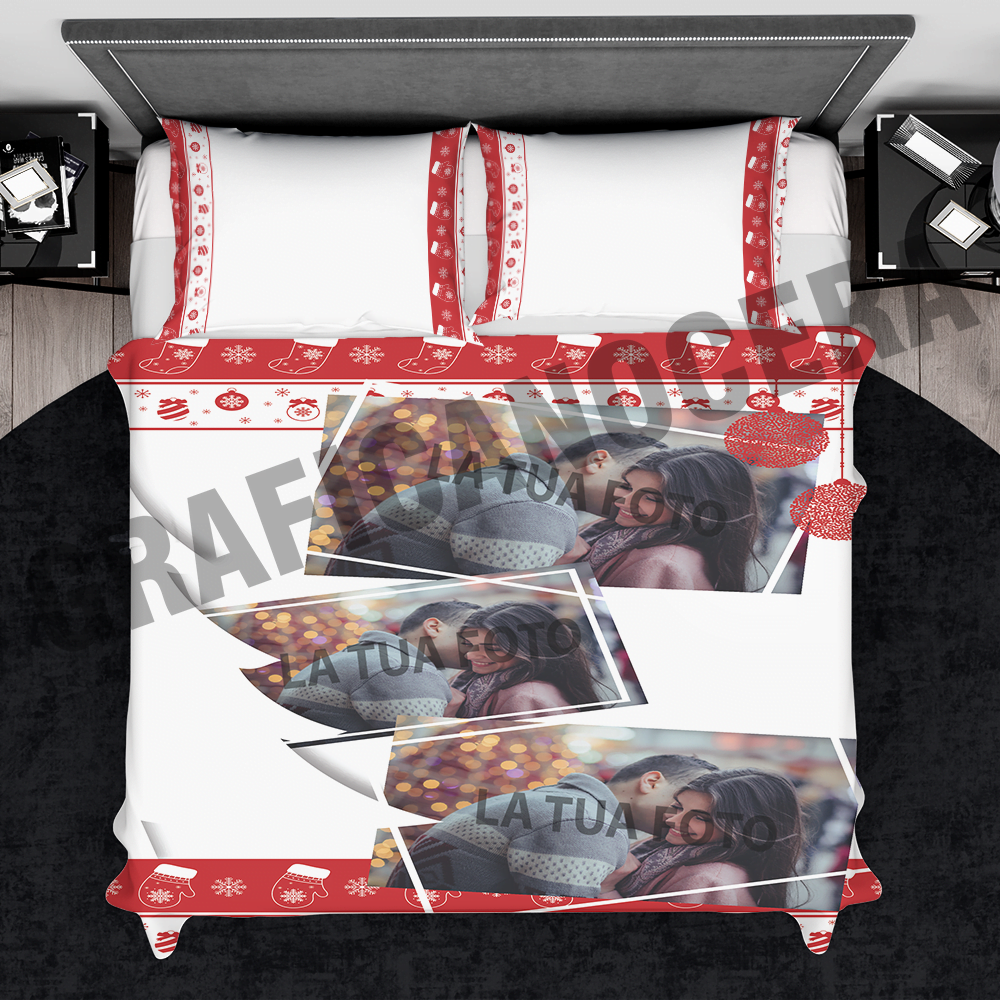 Plaid Natalizio mod. 2 personalizzato con foto coperta calda biancheria letto idea regalo natale