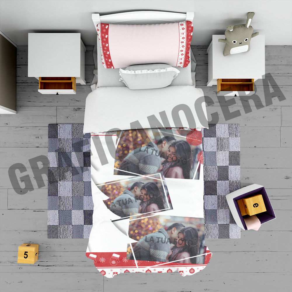 Plaid Natalizio mod. 2 personalizzato con foto coperta calda biancheria letto idea regalo natale
