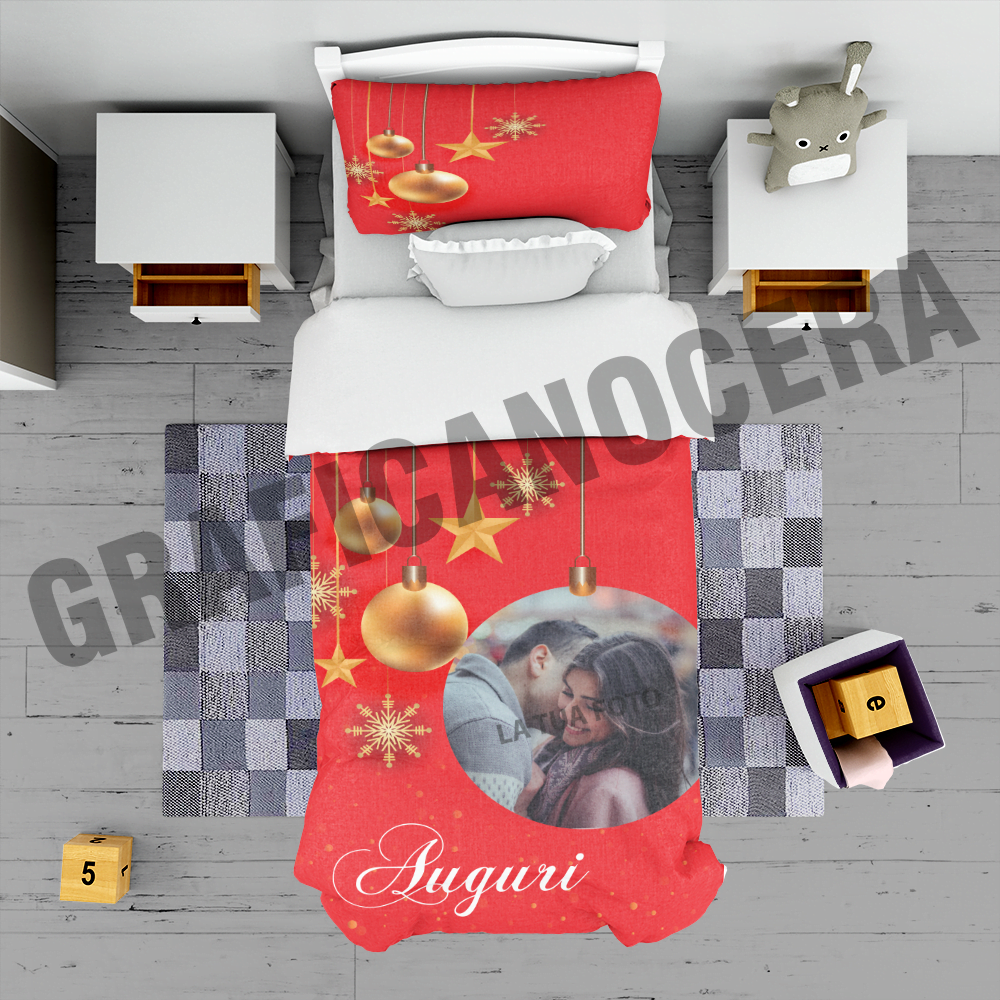 Plaid Natalizio personalizzato con foto coperta calda biancheria letto idea regalo natale