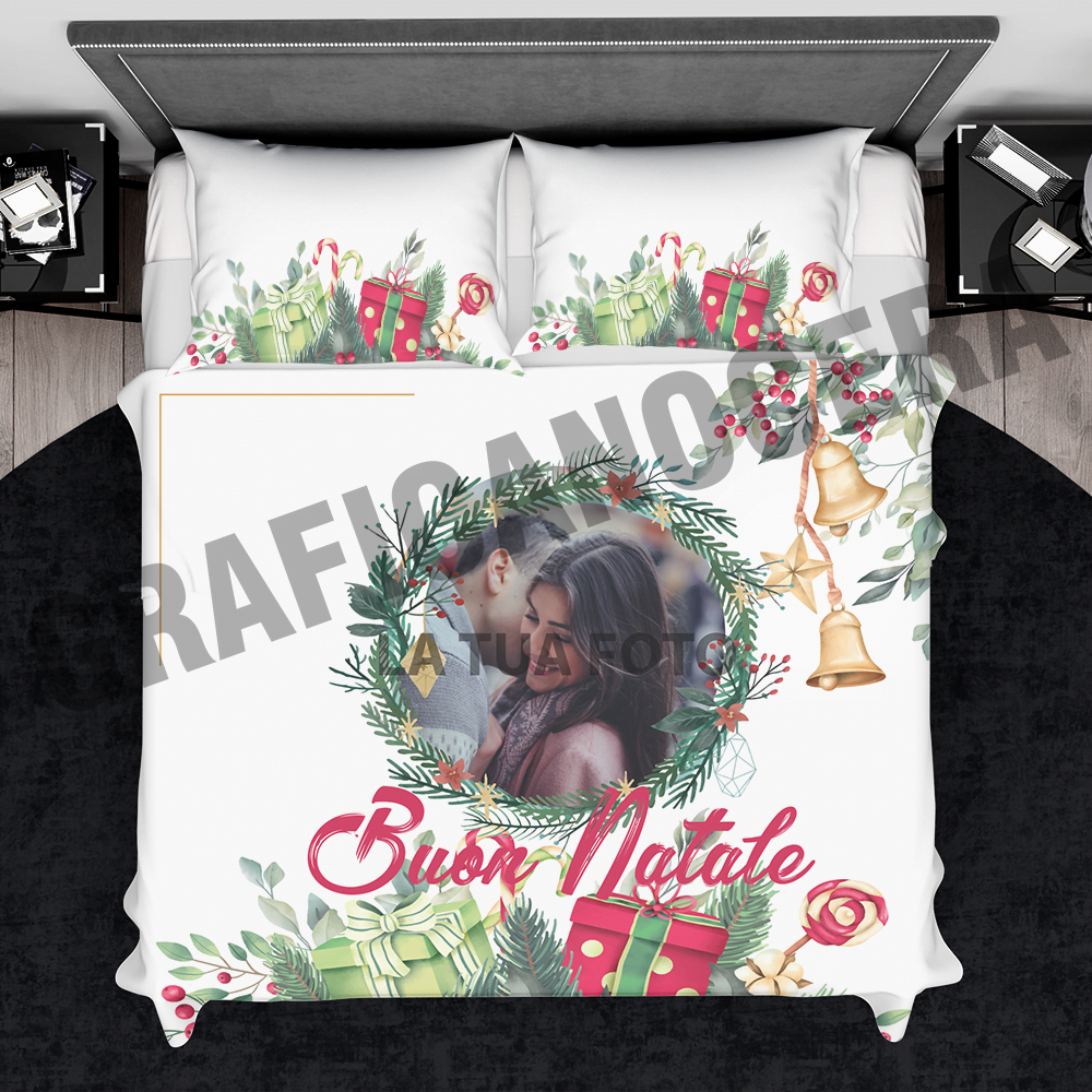 Plaid Natalizio mod. 3 personalizzato con foto coperta calda biancheria letto idea regalo natale