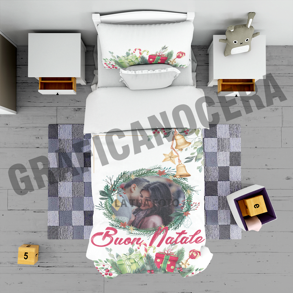 Plaid Natalizio mod. 3 personalizzato con foto coperta calda biancheria letto idea regalo natale