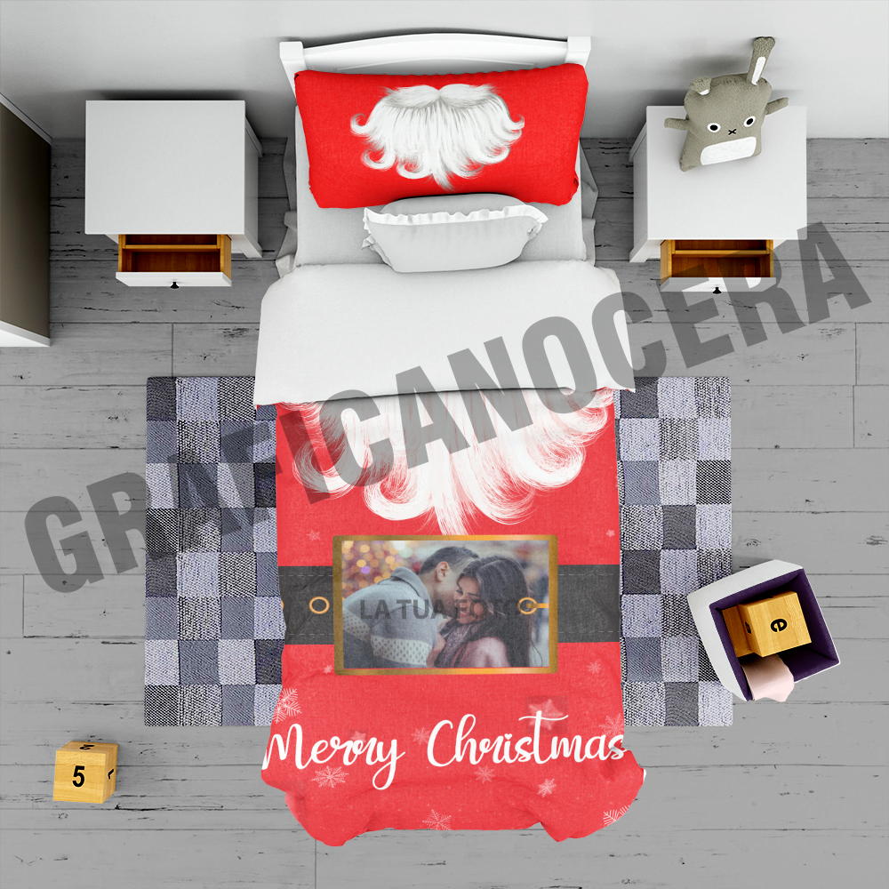 Plaid Natalizio mod. 4 personalizzato con foto coperta calda biancheria letto idea regalo natale