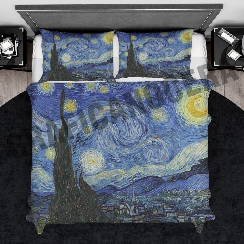 Plaid in pile Vincent Van Gogh quadro Notte Stellata 2 Pittore dipinto idea regalo