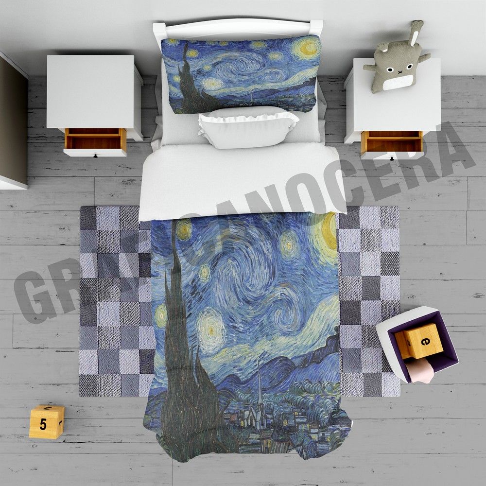 Plaid in pile Vincent Van Gogh quadro Notte Stellata 2 Pittore dipinto idea regalo