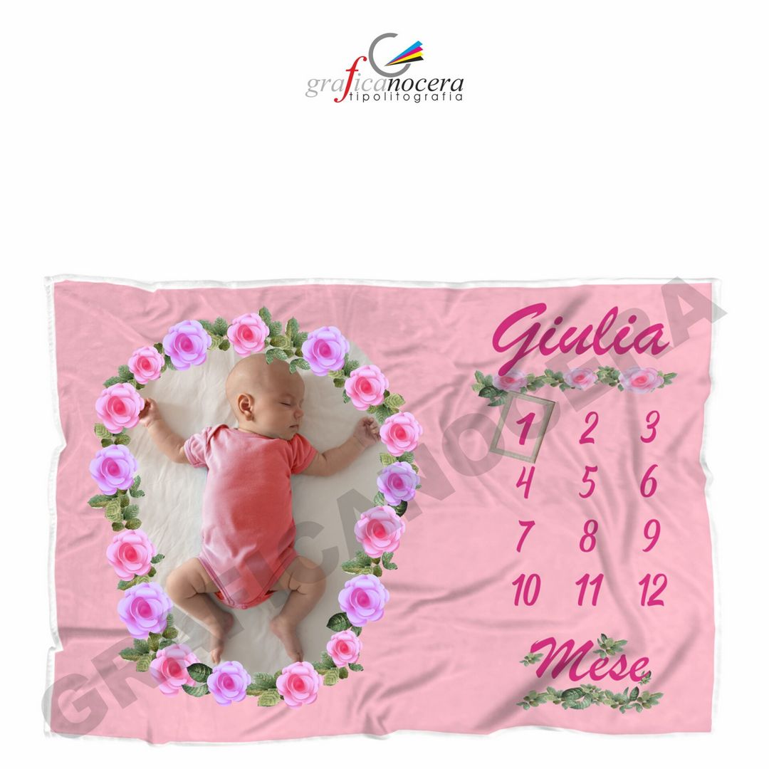 Plaid personalizzato nascita bimba con FOTO e NOME personalizzato idea regalo nascita