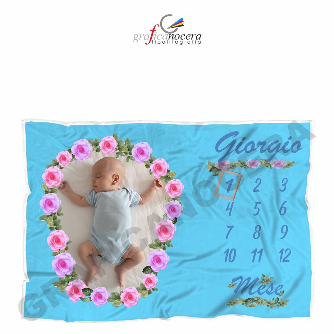 Plaid personalizzato nascita bimbo con FOTO e NOME personalizzato idea regalo nascita