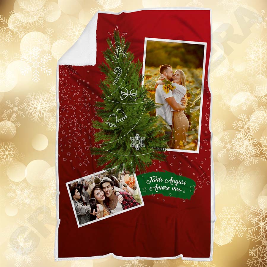 Plaid Natalizio personalizzato con foto coperta calda biancheria letto idea regalo natale