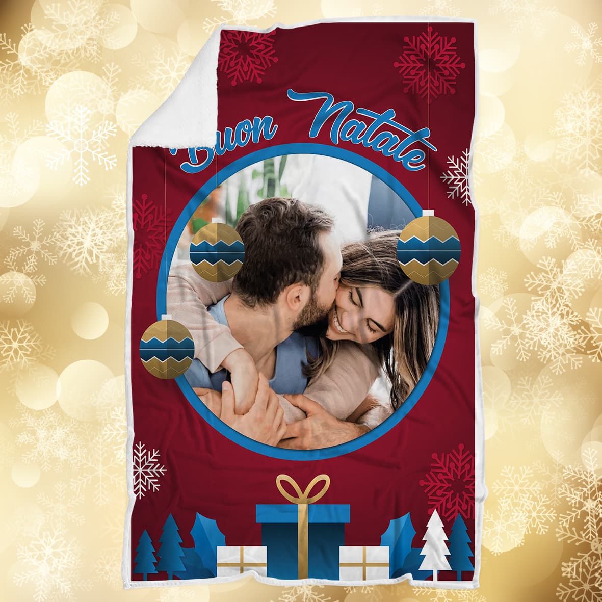 Plaid Natalizio personalizzato con foto coperta calda biancheria letto idea regalo natale