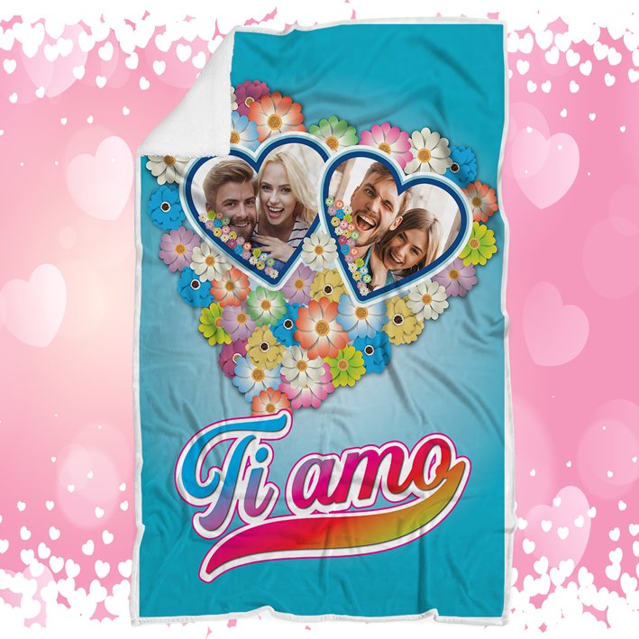 Plaid personalizzato con Foto coperta in pile coppia ricorrenza idea regalo